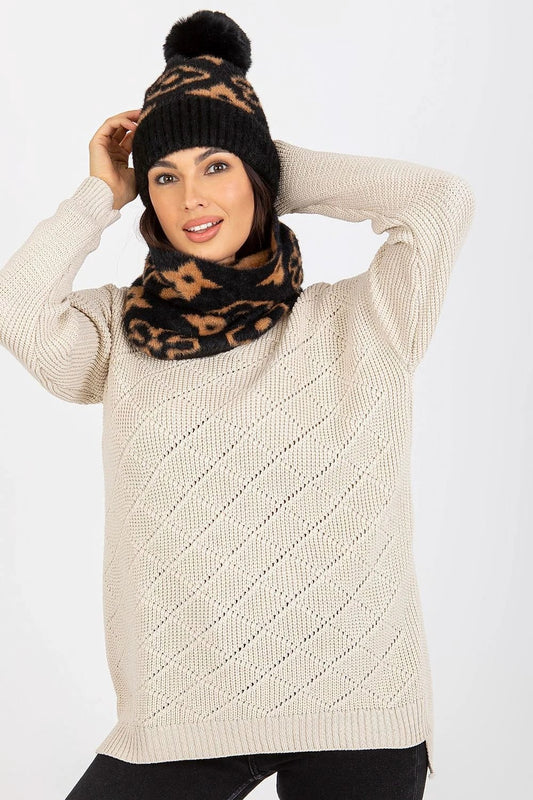 Winter Thick Acrylic Knit Cap With Pom Pom Warm Beanie by AT