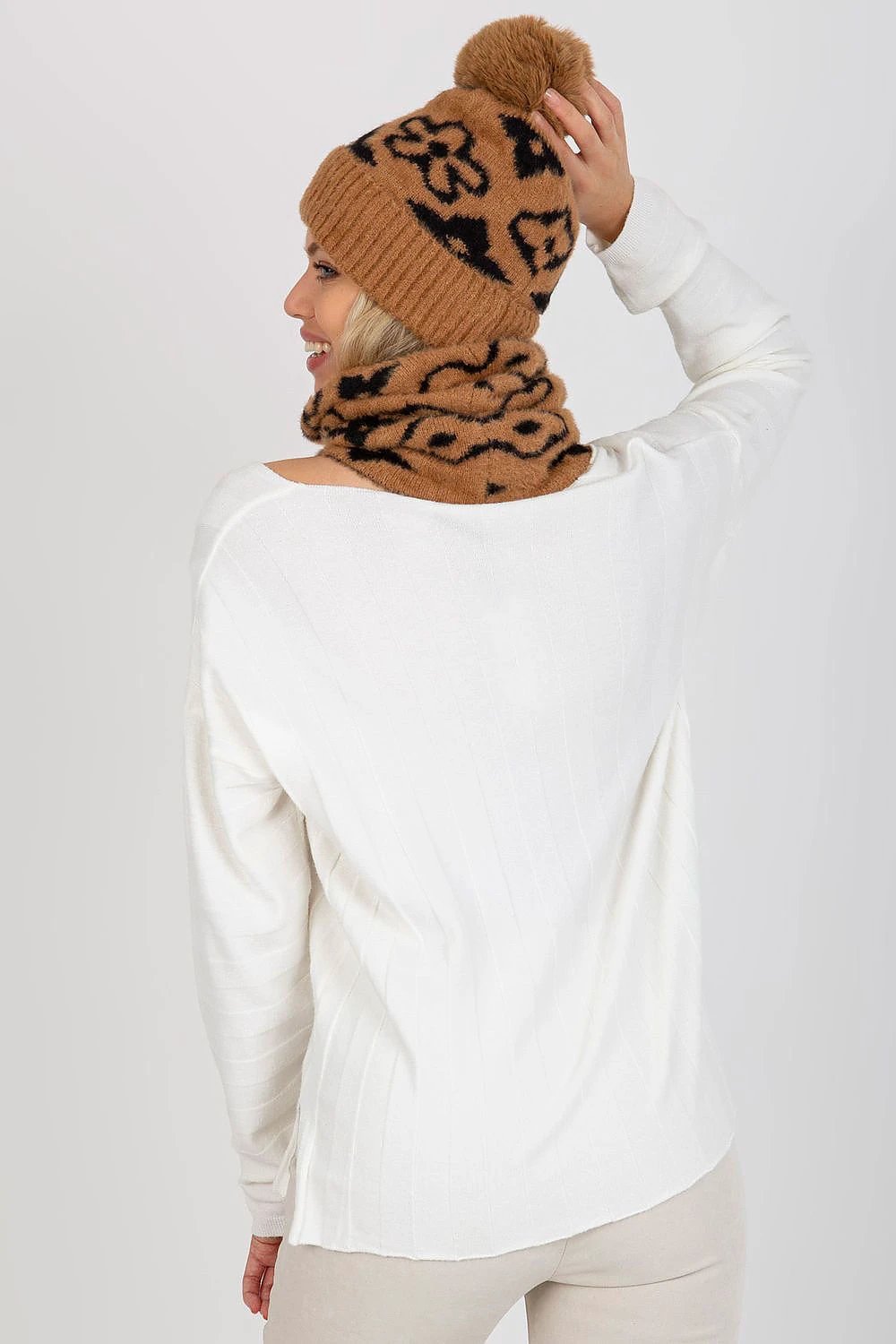 Winter Thick Acrylic Knit Cap With Pom Pom Warm Beanie by AT