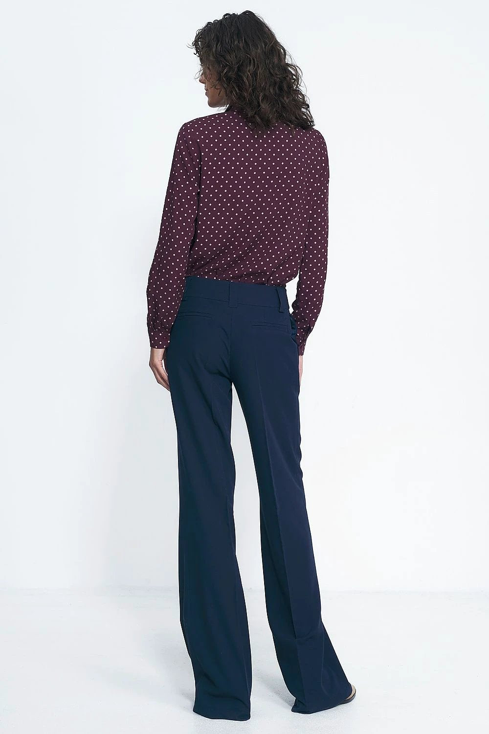 Nife Wide Leg Trousers - Elevated Waist Design for Slimming and Lengthening Effect, Made with Polyurethane Fabric by Nife
