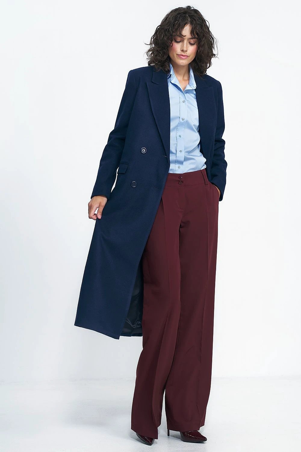 Coat Nife Oversized Gray Women's Coat - Versatile Over-The-Knee Length for Elegant Fall Styles by Nife