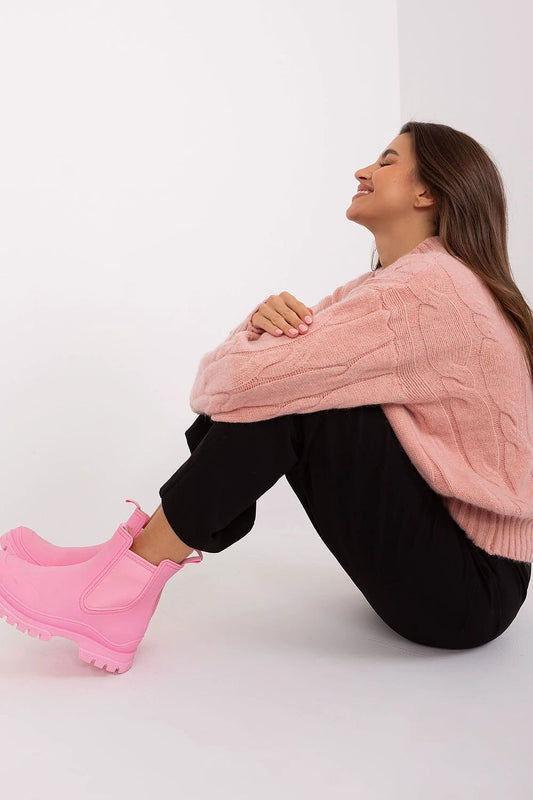 Womens Acrylic Jumper Sweater With Variegated Knit Texture by AT