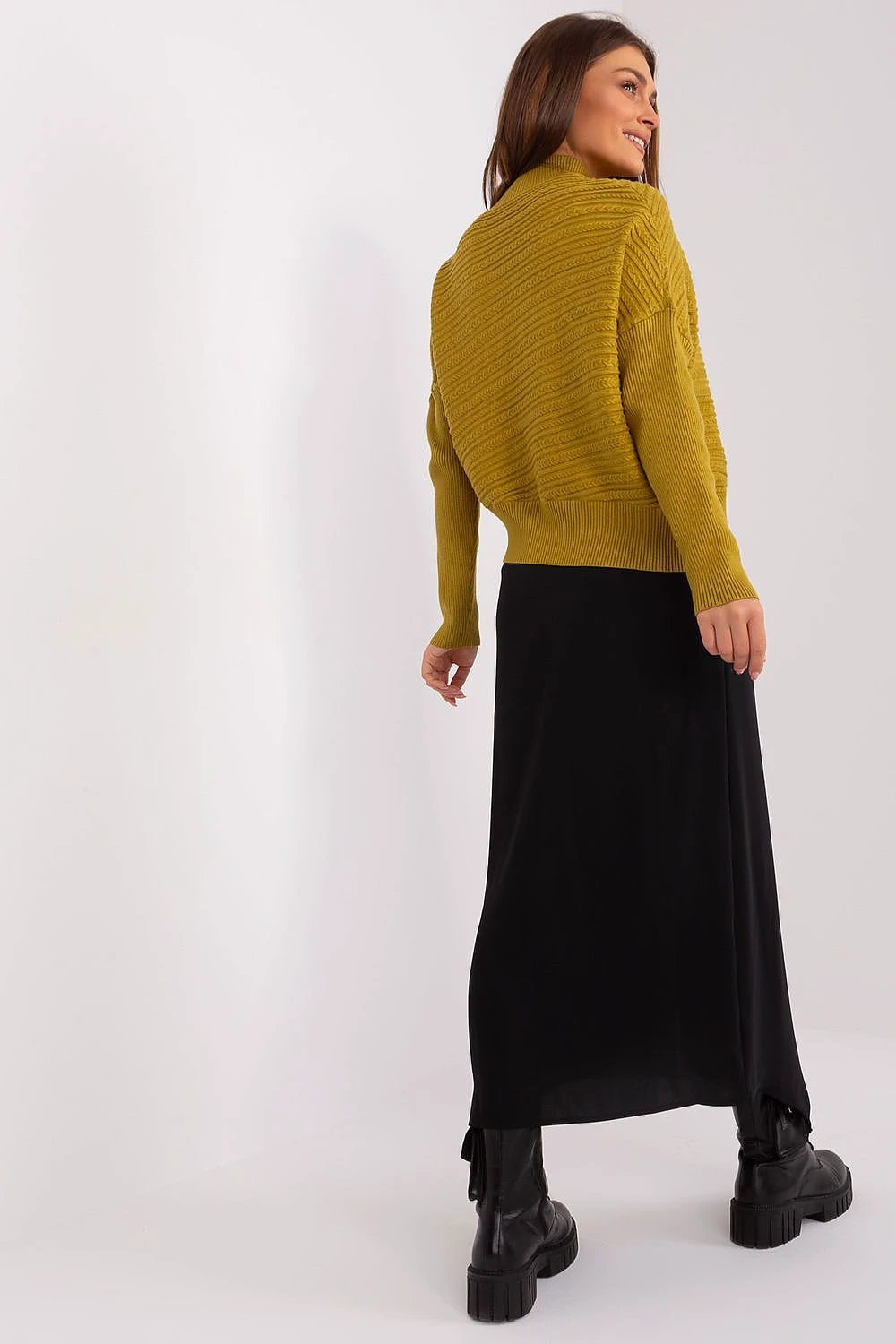 Womens Long Sleeve Turtleneck Sweater With Variegated Knit by AT