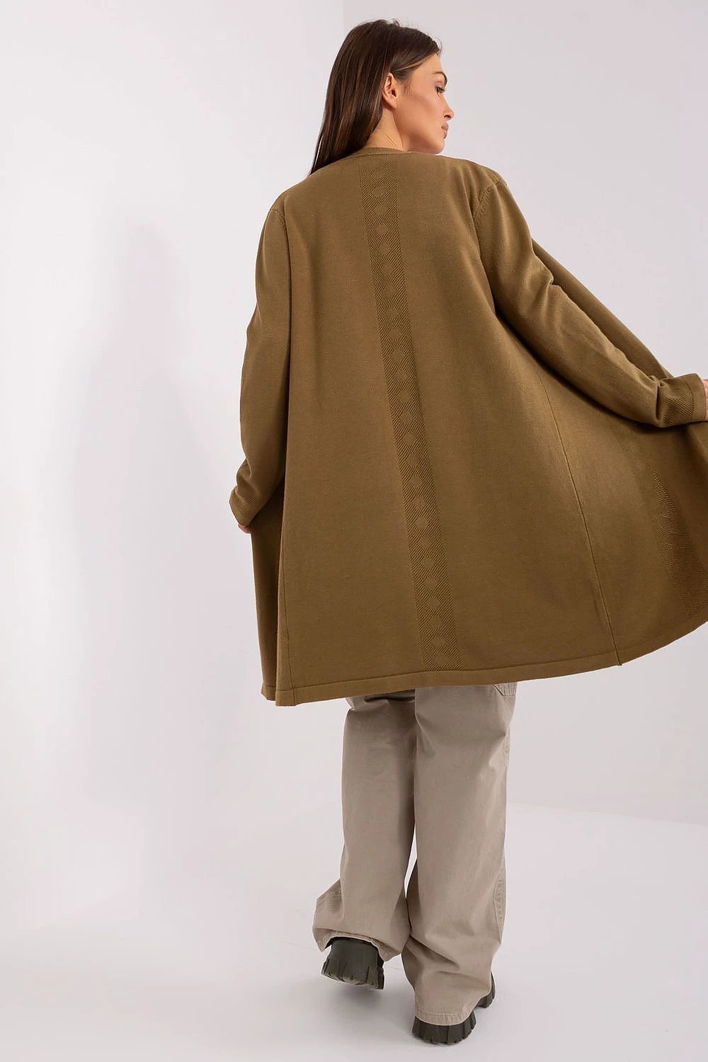 Casual Cotton Knee Length Women Cardigan With Long Sleeves by AT