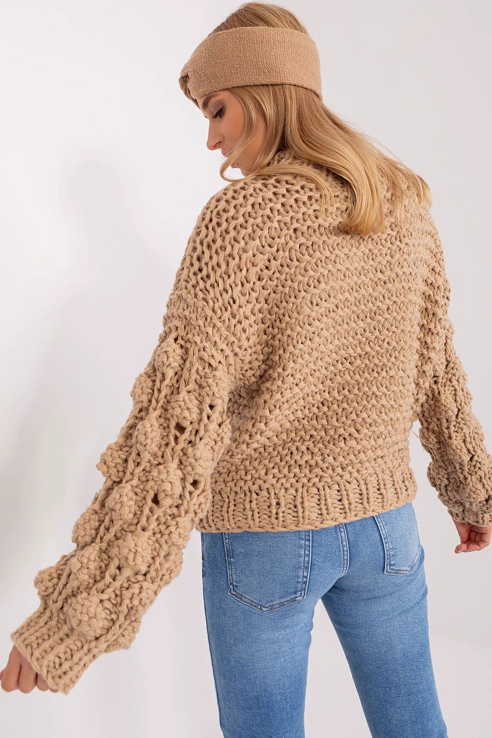 Womens Puff Sleeve Jumper In Soft Polyester Knitwear by AT