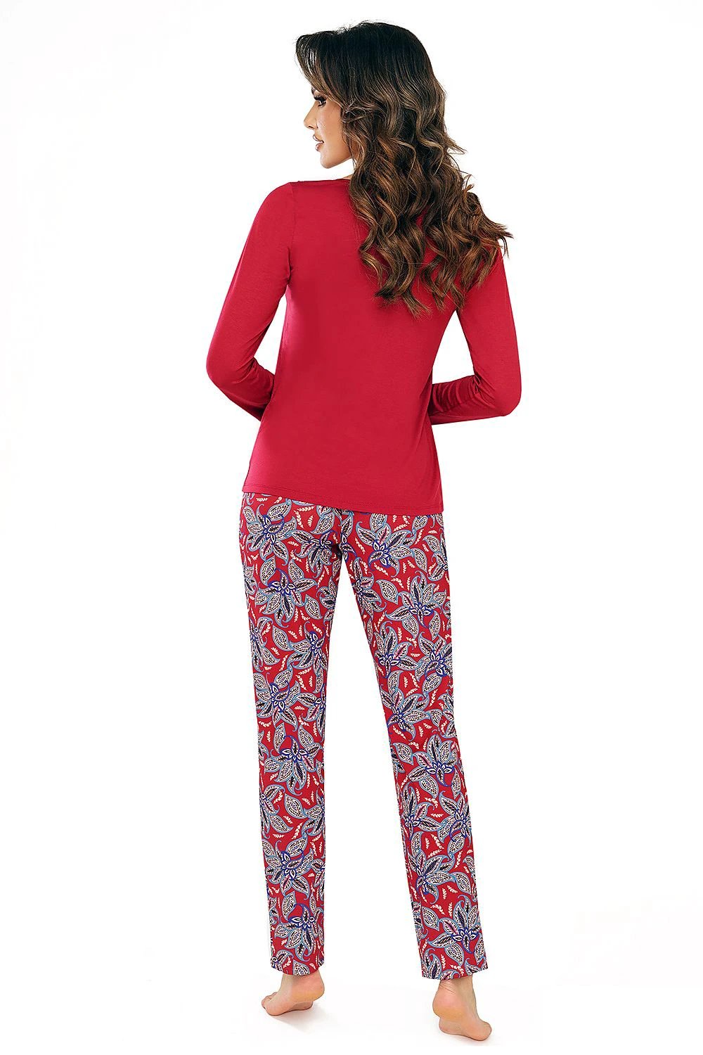 RITA LONG Pyjama Donna - Comfortable Women's Two-Piece Viscose Pajamas with Floral Lace Design by Donna