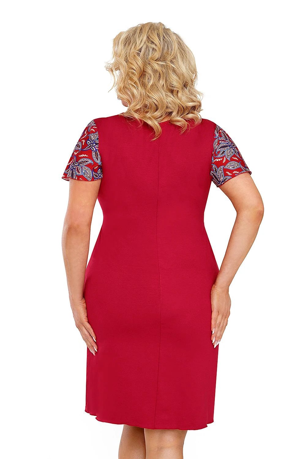 Rita Plus Nightshirt Donna - Elegant Women's Chemise with Ornate Lace, Loose Sleeves and Deep Maroon Color by Donna