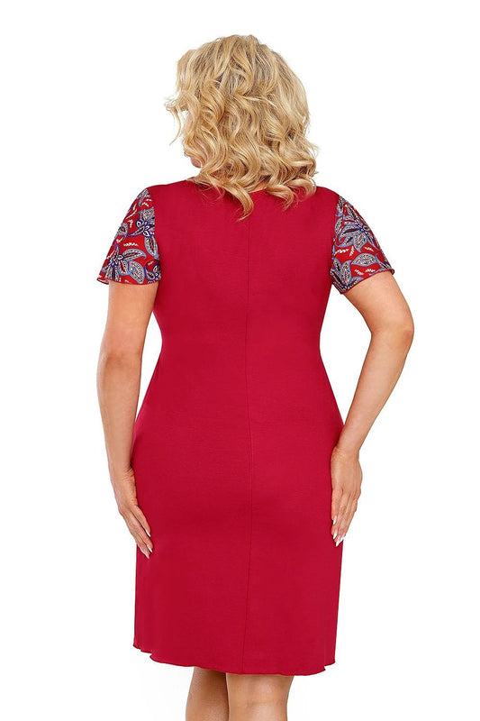 Rita Plus Nightshirt Donna - Elegant Women's Chemise with Ornate Lace, Loose Sleeves and Deep Maroon Color by Donna