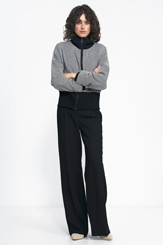 Nife Black Herringbone Jacket - Timeless Short Cut Design for Autumn Urban Styling by Nife