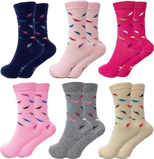 6 Pairs Women’s Colorful Combed Cotton Crew Socks – Soft, Breathable & Stylish – Size 9-11 by AWS/American Made