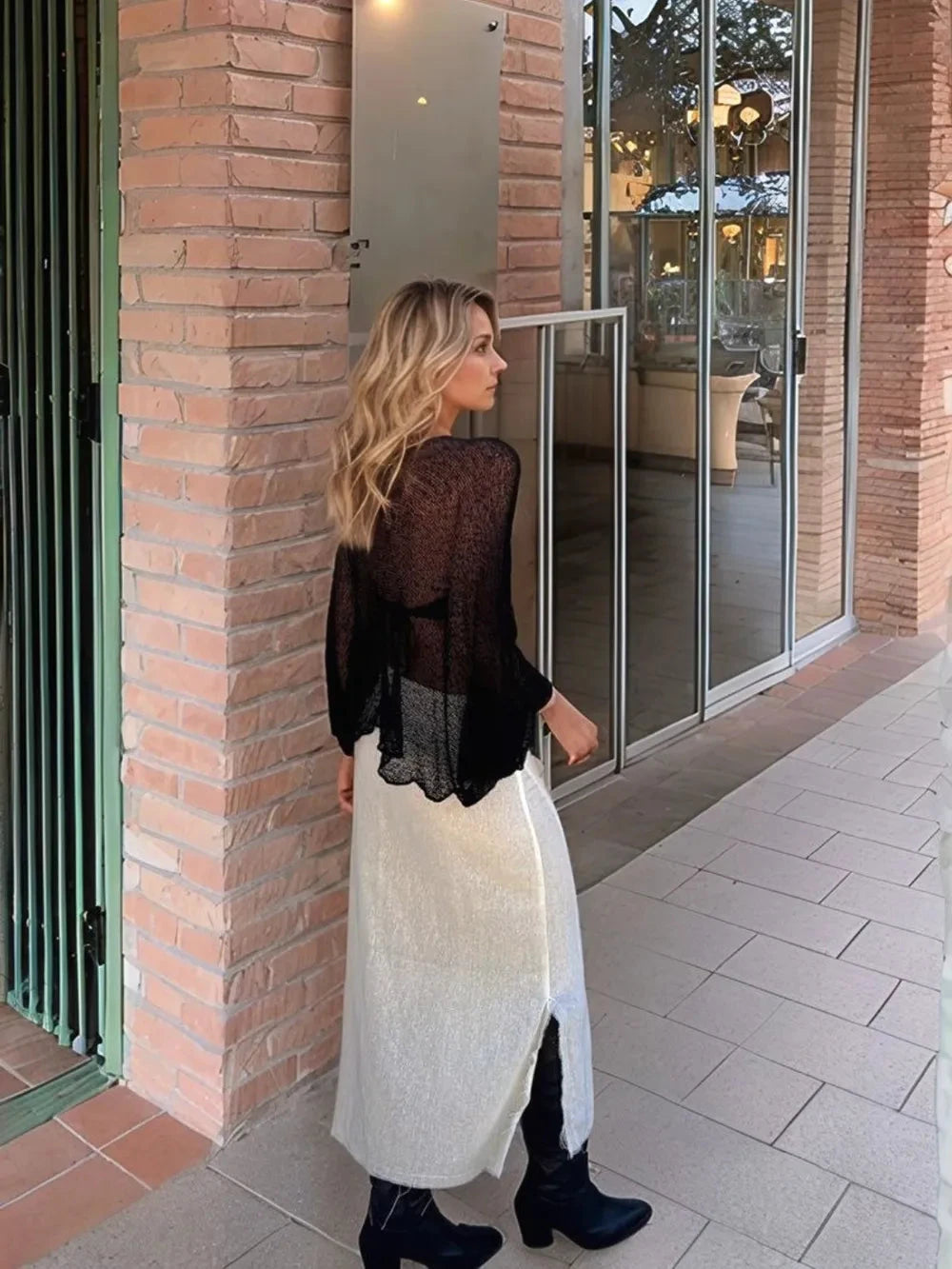 Round Neck Long Sleeve Cover-Up by Trendsi