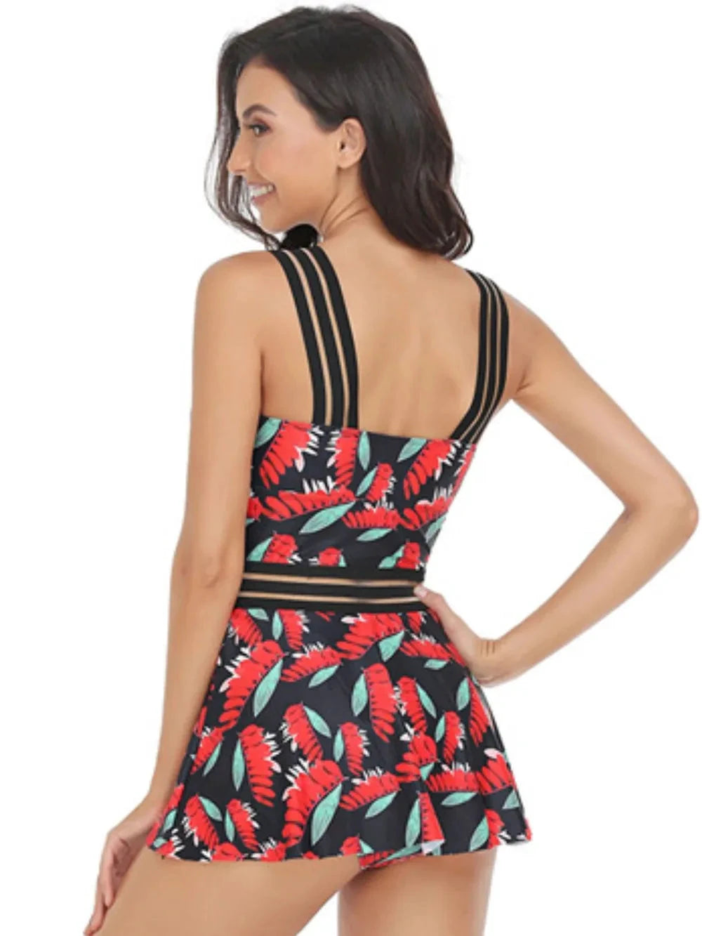 Ruched Printed Sweetheart Neck Two-Piece Swim Set by Trendsi