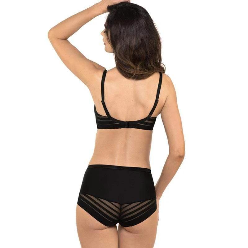 Full Figure Padded Striped Bra Gorteks Luna Black by Gorteks Lingerie