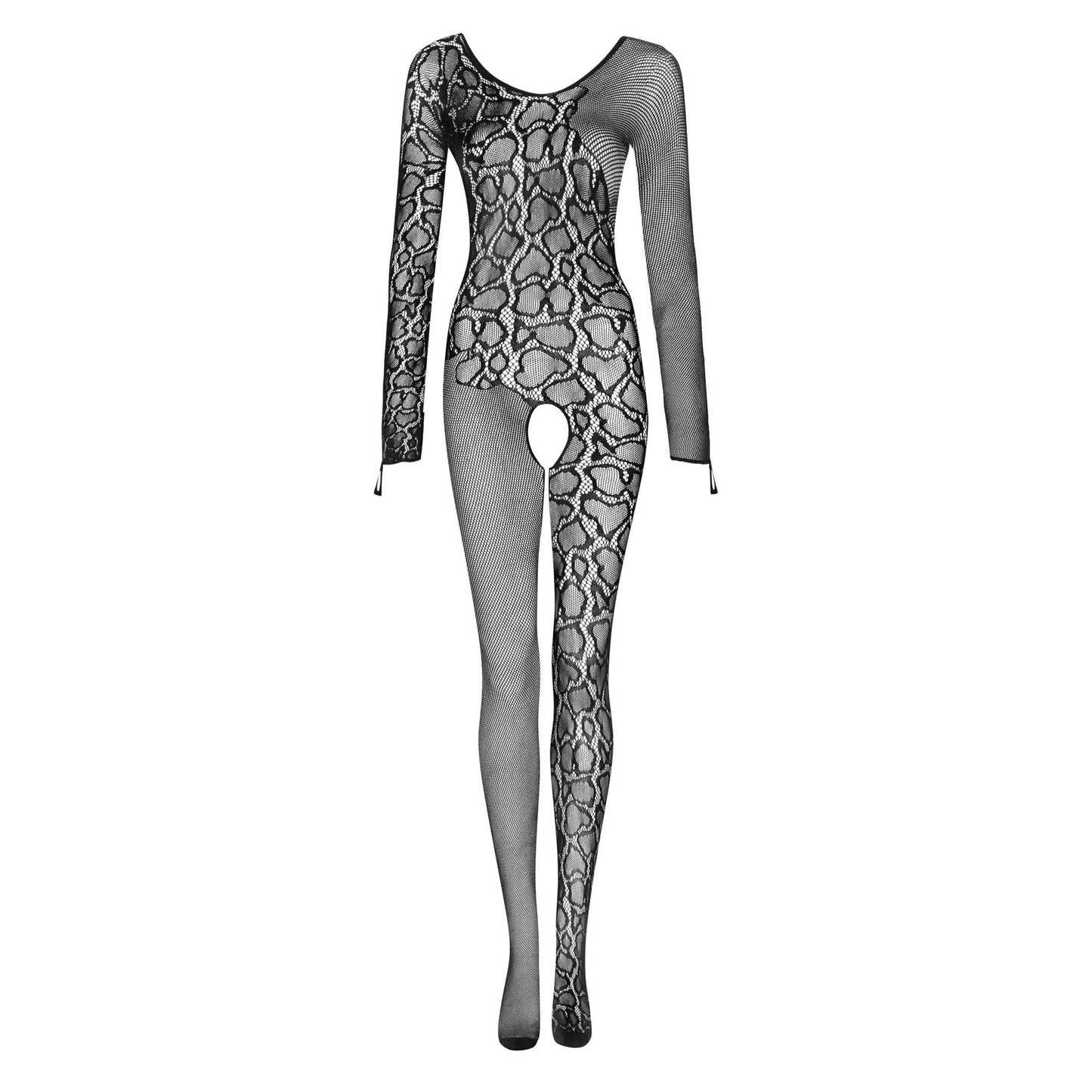 Sexy Crotchless Long Sleeve Bodystocking Obsessive Snake-4