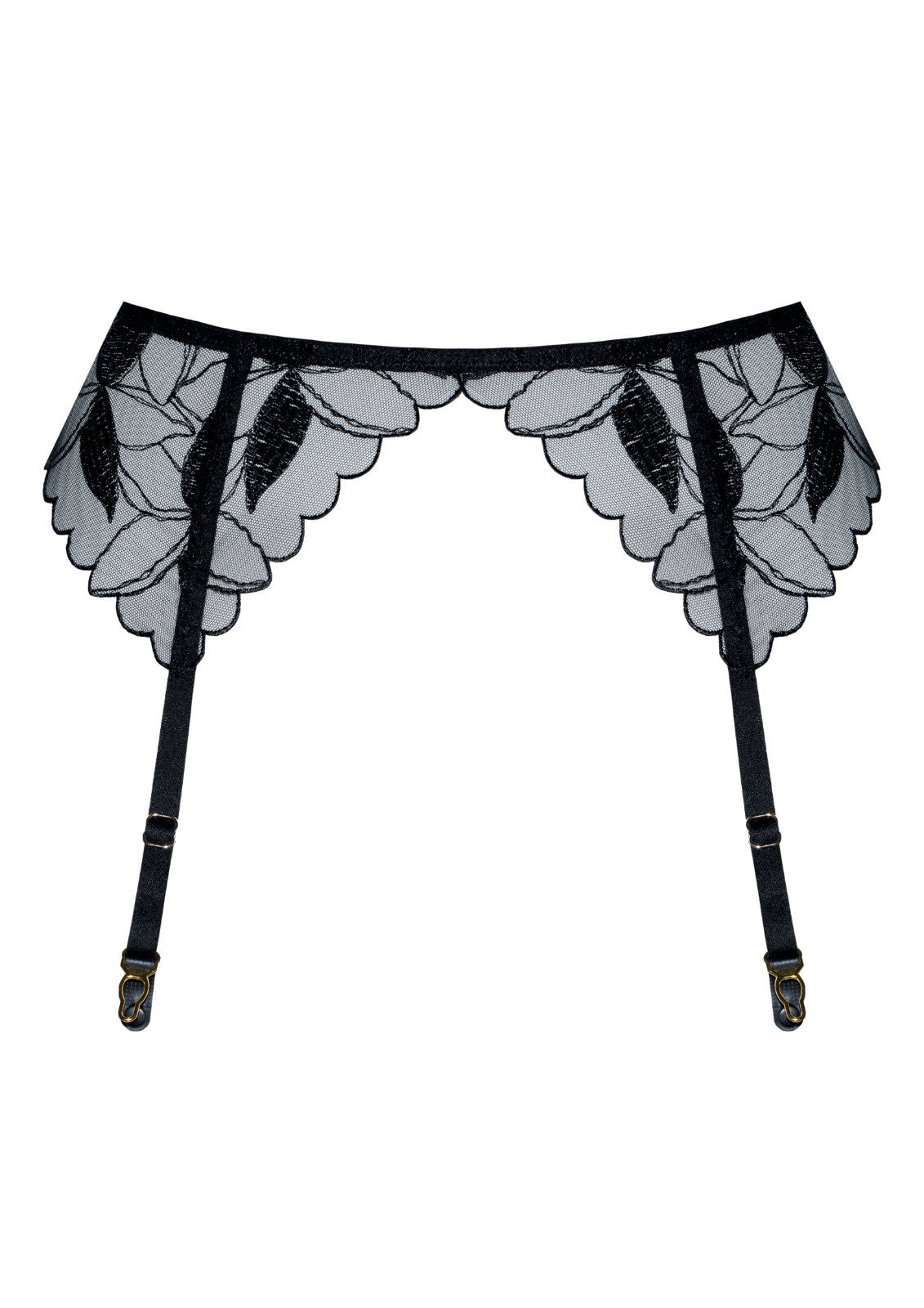 Samanta Kendall Sheer High-Waist Garter Belt