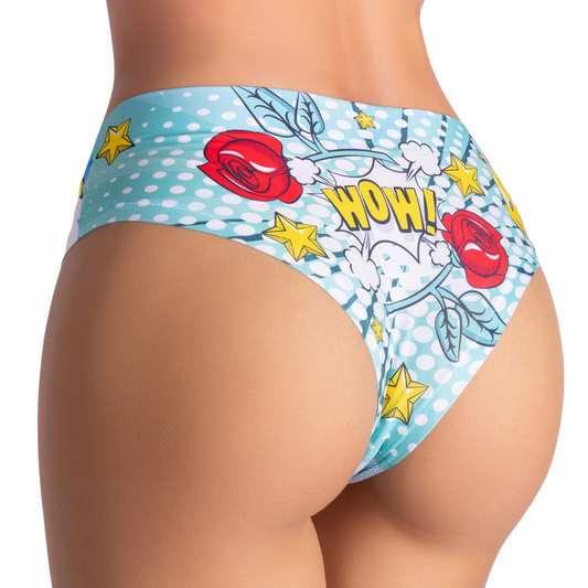 Memème Women's Ultra-Comfortable Comics Beach Girl Panties - Original Prints, Breathable Cotton and Stretchy Fit