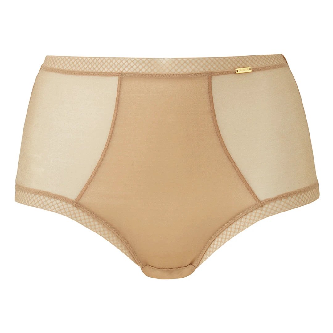 Sheer High Waist Brief Panty Glossies Nude by Gossard Lingerie