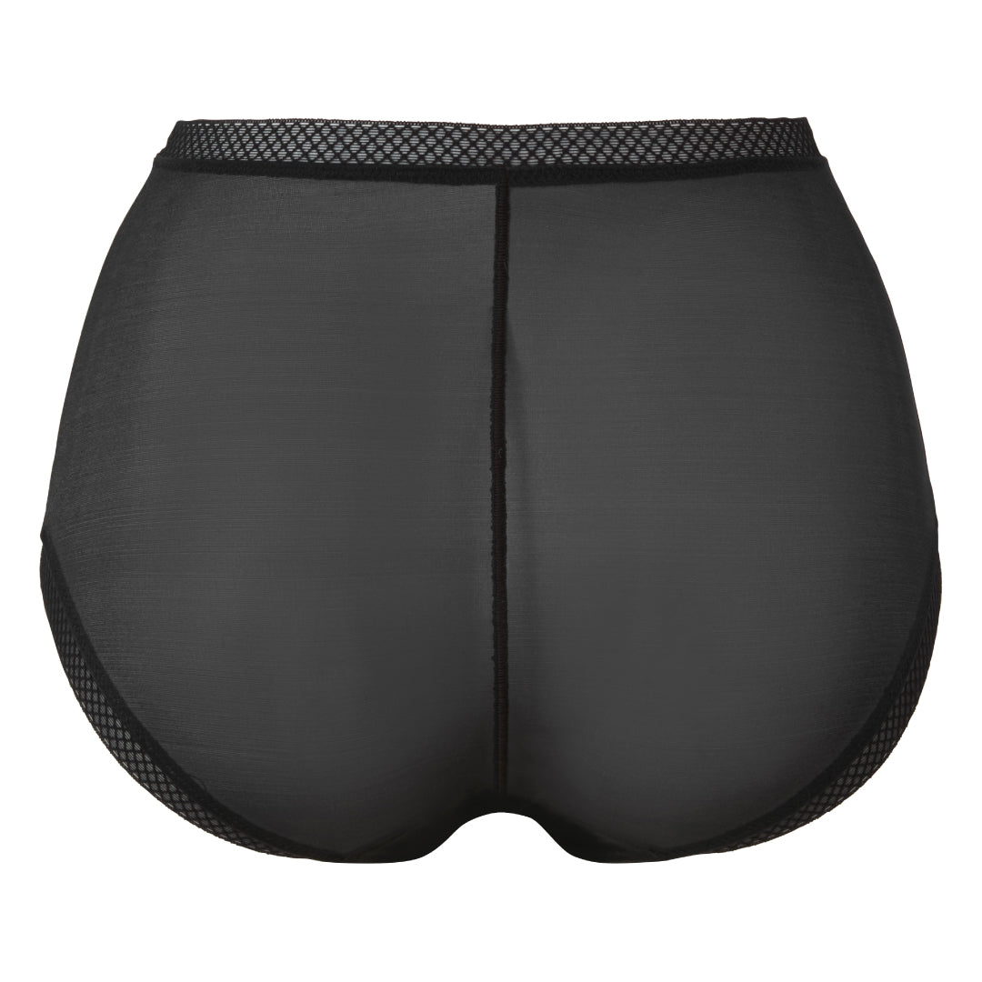 Gossard Glossies Black Sheer High Waist Deep Short Panty