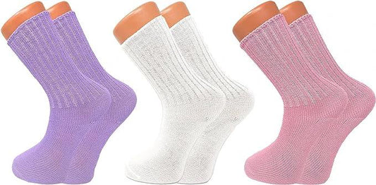 3 Pairs Women’s Loose-Fitting Crew Socks – Soft & Cozy Sleep Socks – Warm & Breathable by AWS/American Made