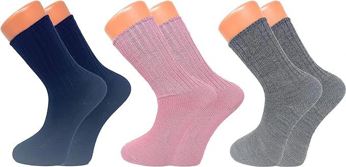 3 Pairs Women’s Loose-Fitting Crew Socks – Soft & Cozy Sleep Socks – Warm & Breathable by AWS/American Made