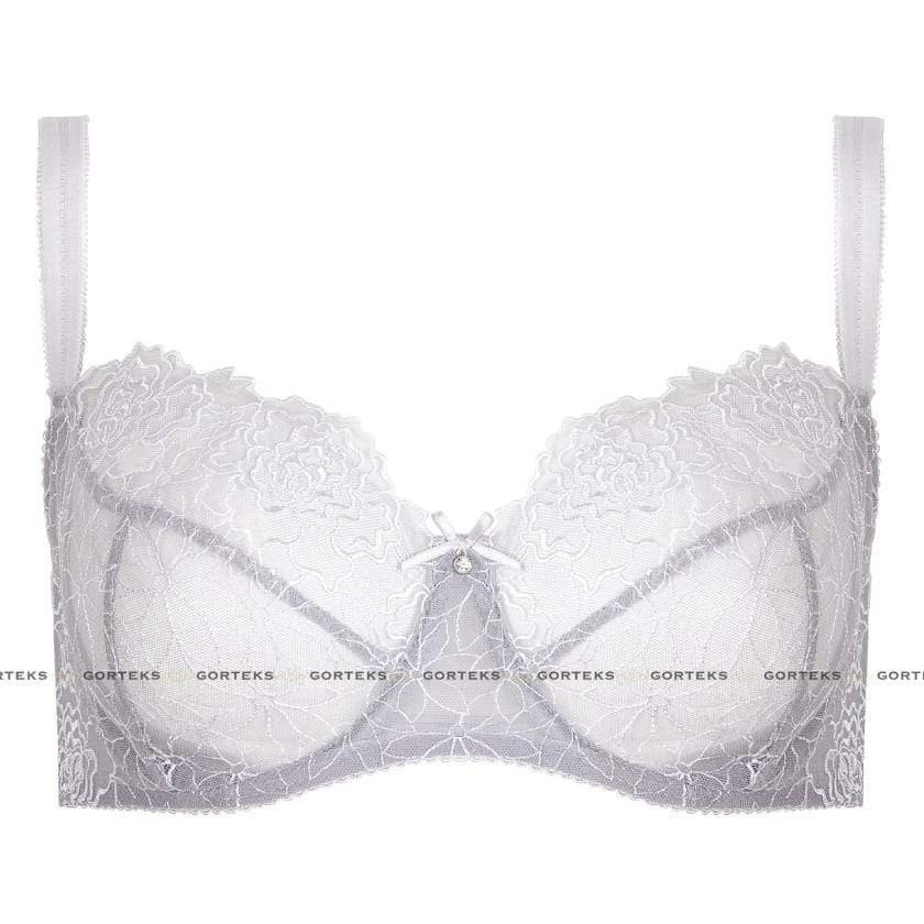 Sheer Mesh Balconette Bra Gorteks Pamela Silver by Gorteks Lingerie