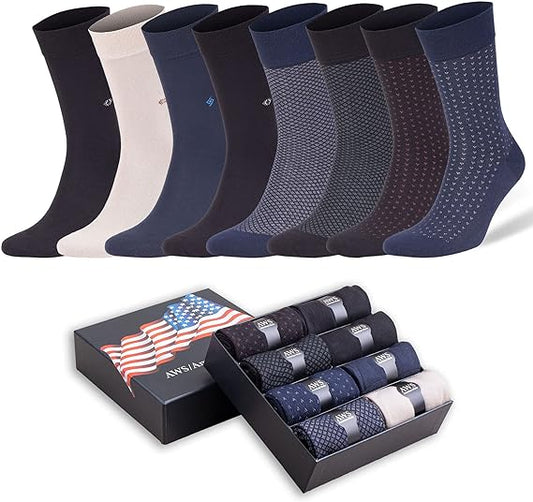 Men’s Bamboo Rayon Dress Socks 8 Pairs Assorted Colors Size 8-11.5 Soft and Breathable-1