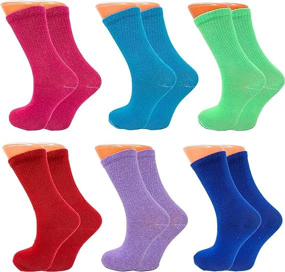 Women's Tennis Crew Socks – Extra Thin & Breathable – 6 Pairs – Cotton by AWS/American Made