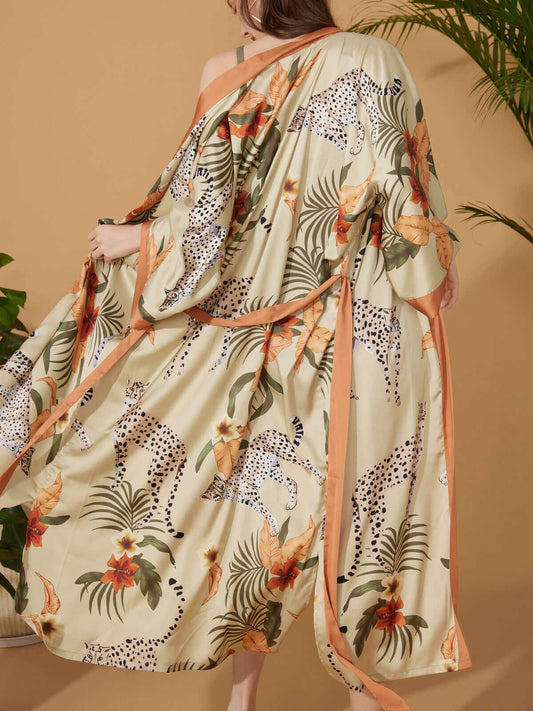 Orange Leopard Kimono Robe