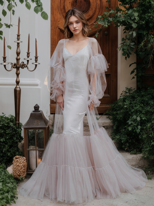 Cressida Cloud Tiered Tulle Robe