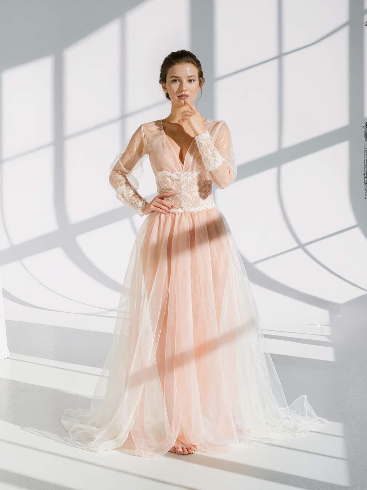 Peony Veil Lace Corset-Style Tulle Robe