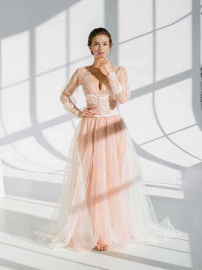 Peony Veil Lace Corset-Style Tulle Robe