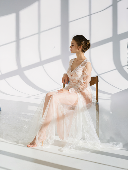 Peony Veil Lace Corset-Style Tulle Robe