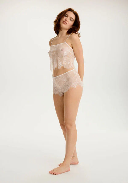 Sheer Eyelash Lace Cropped Cami Blush Serene Bisque