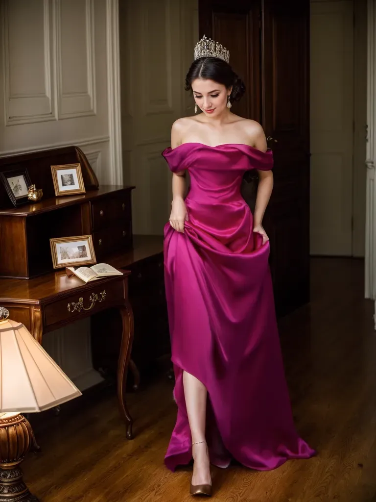 Valerie Afterglow Off-Shoulder Satin Gown