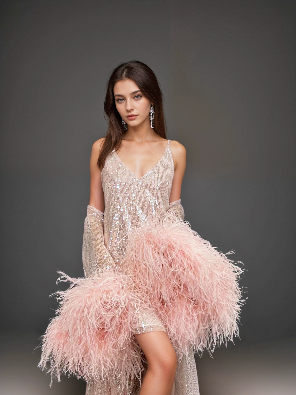 Orielle Glimmer Sequin Robe and Nightgown Set