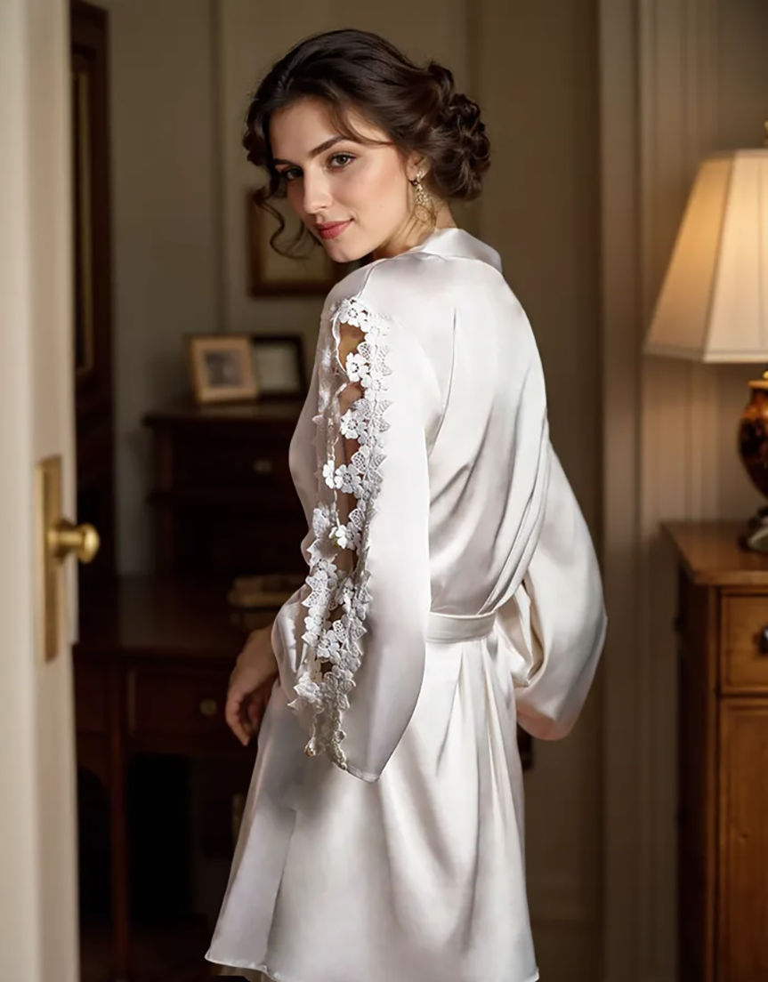 Liora Lace Satin Robe and Camisole Set