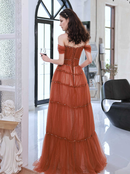 Ottilie Reverie Tiered Off-Shoulder Tulle Gown
