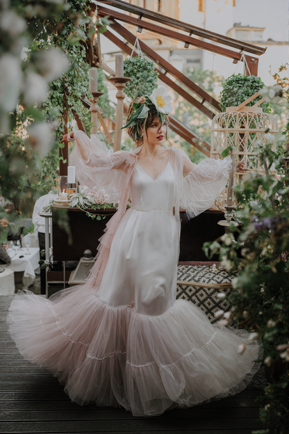 Cressida Cloud Tiered Tulle Robe