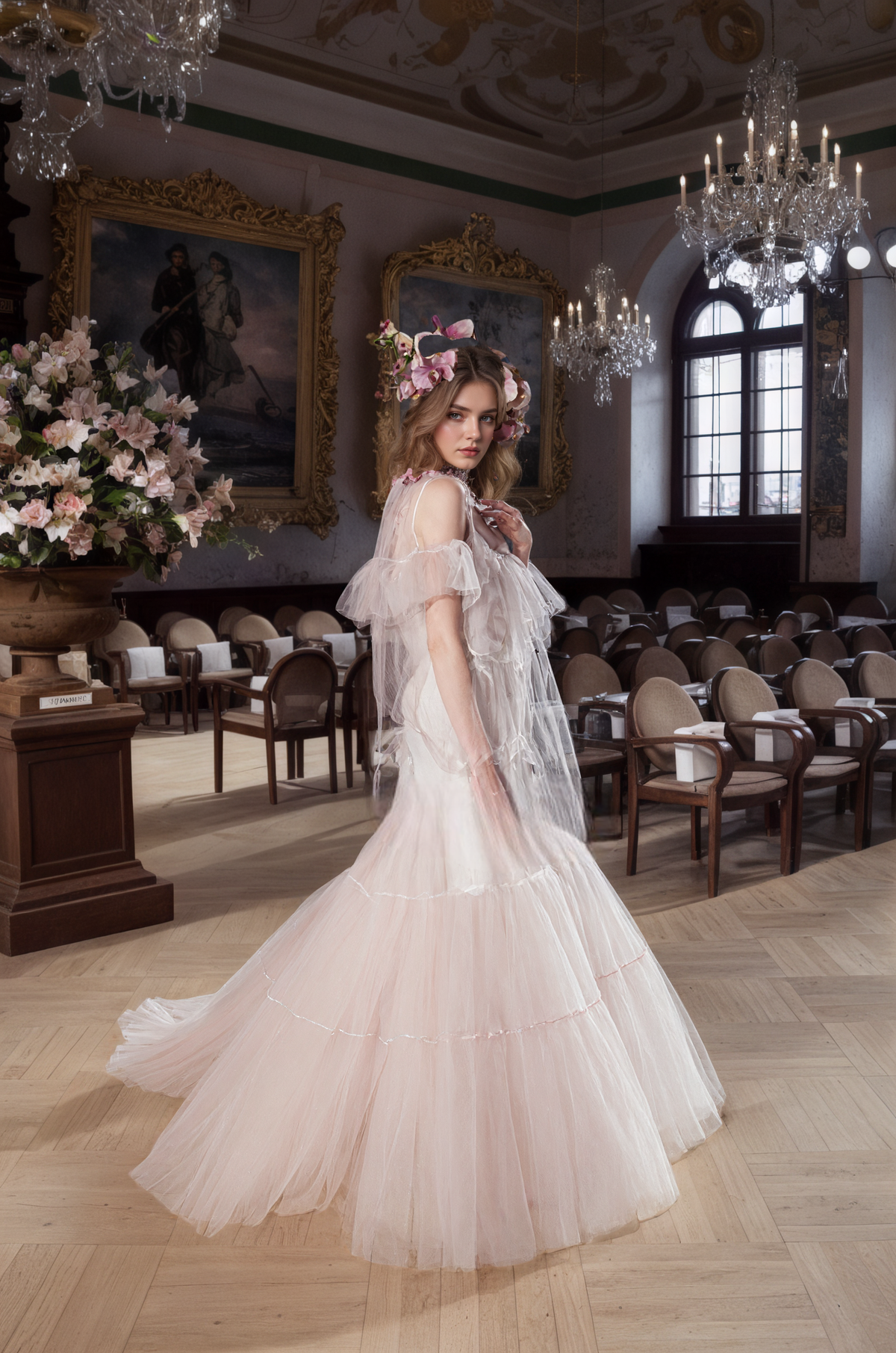 Cressida Cloud Tiered Tulle Robe