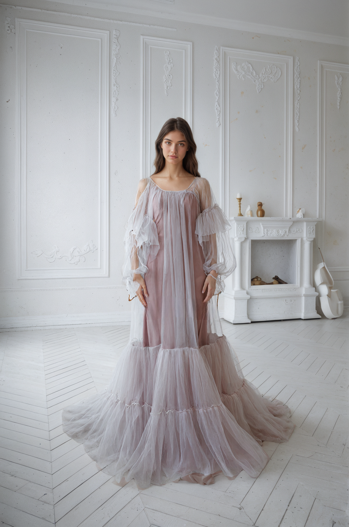 Cressida Cloud Tiered Tulle Robe