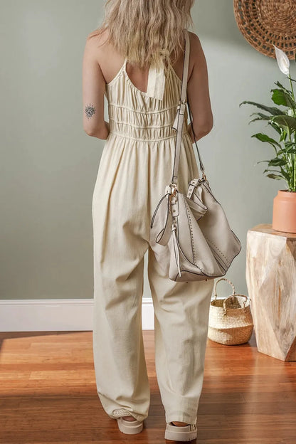 Ruched Sleeveless Wide Leg Jumpsuit by Trendsi