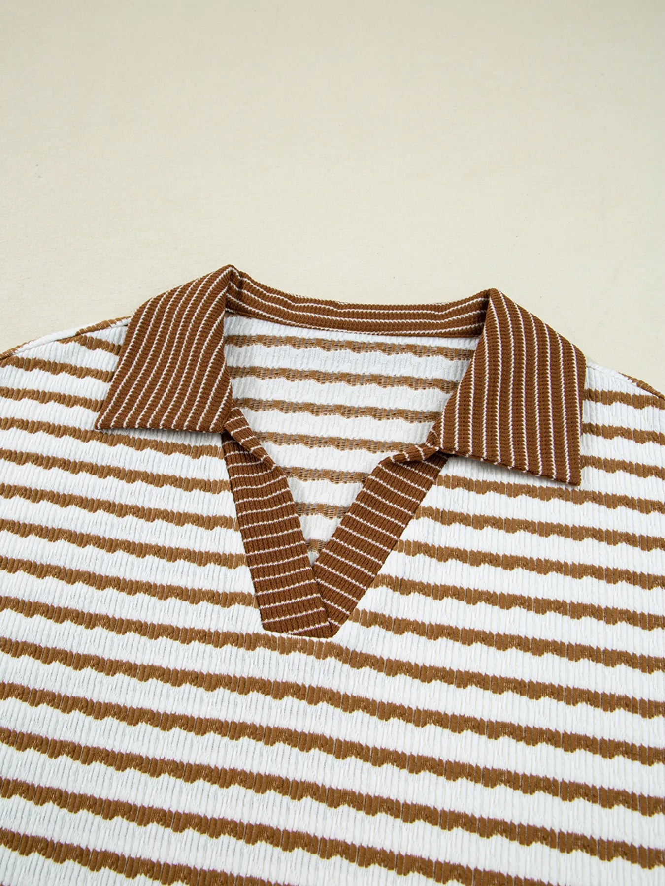 Stripe Collared Top and Drawstring Pant Set by Trendsi