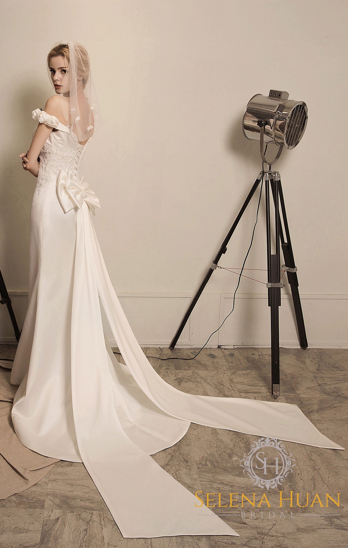 Florienne Sonata Beaded Lace Off-Shoulder Mermaid Gown
