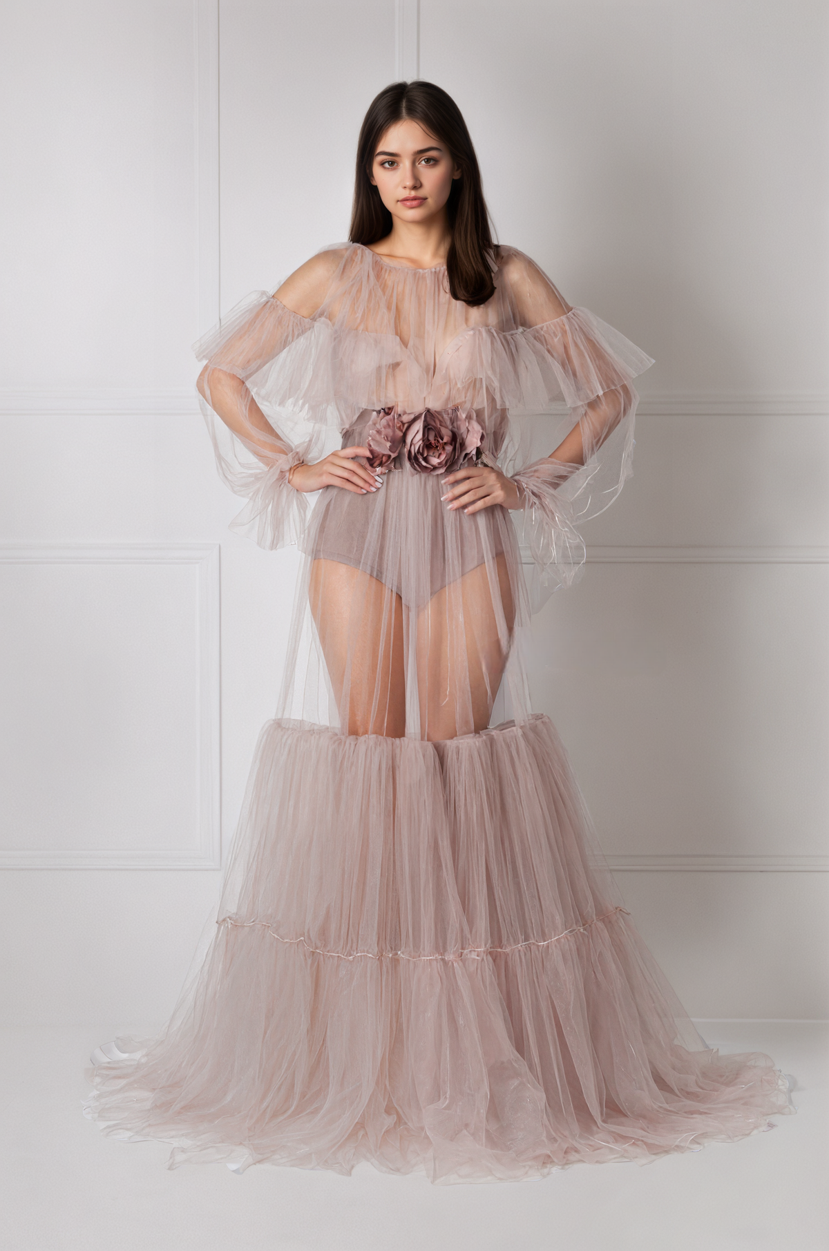 Cressida Cloud Tiered Tulle Robe
