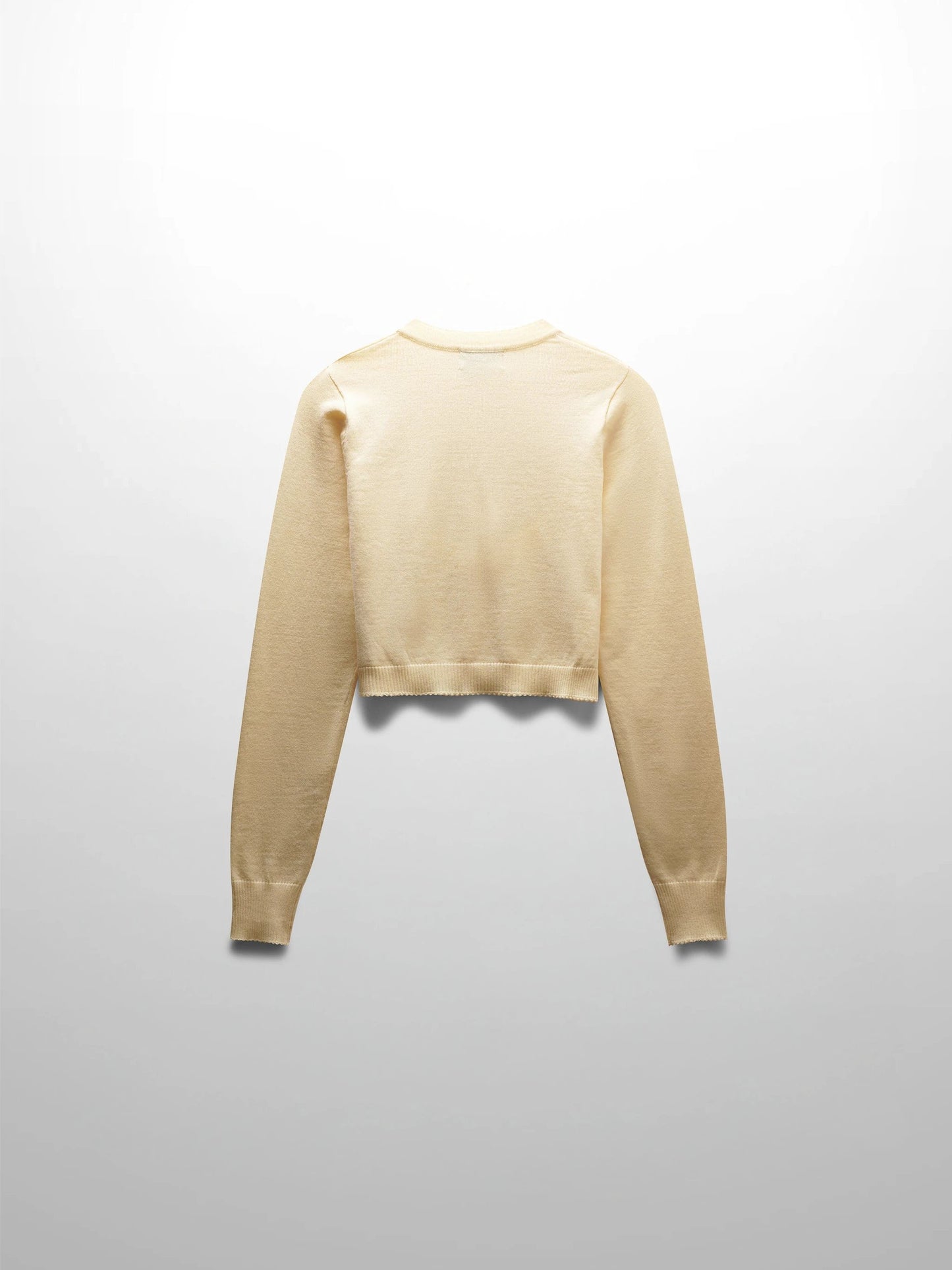 Trim Detail Crew Crop Cardigan-Yellow by MELI