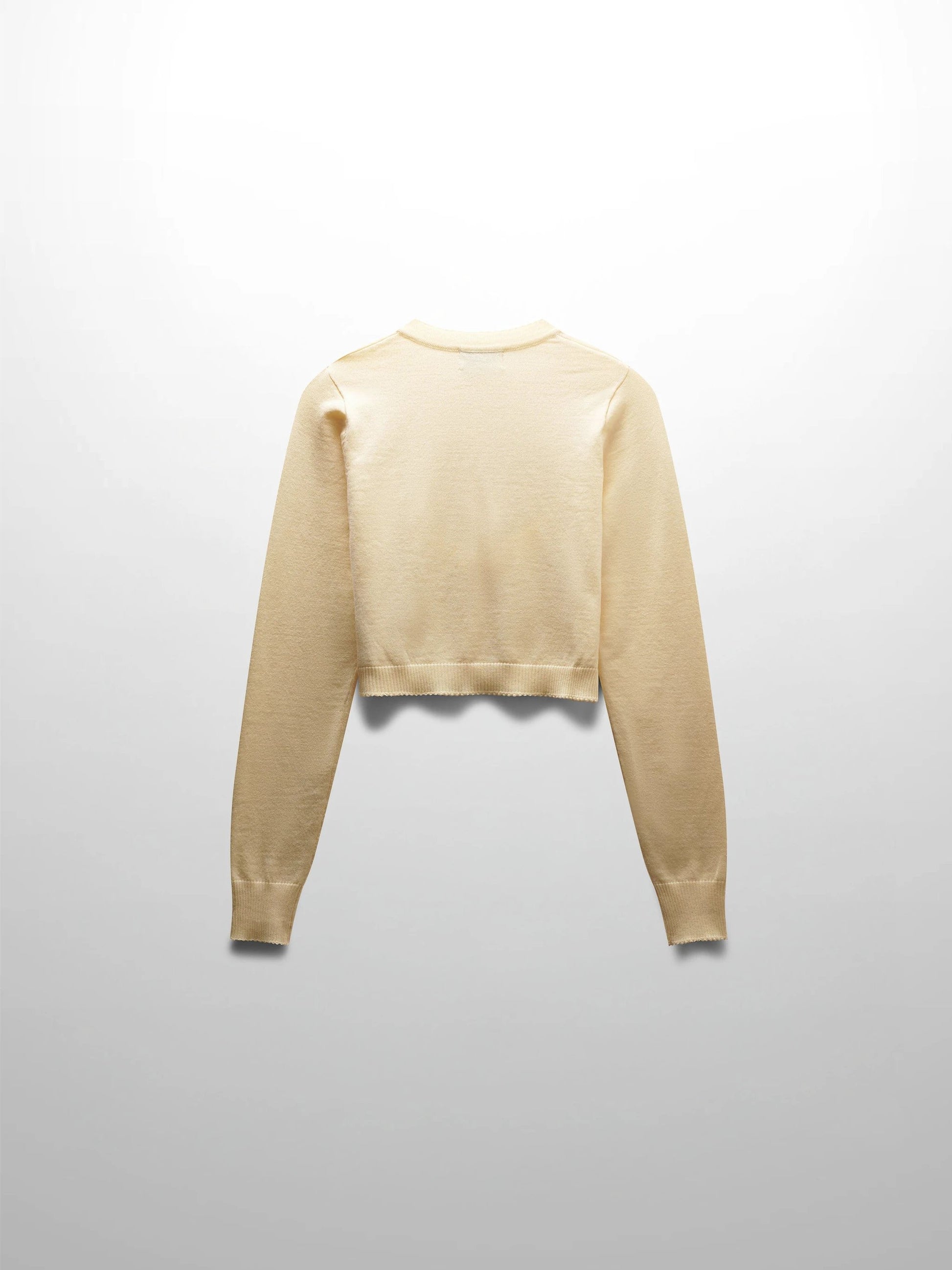 Trim Detail Crew Crop Cardigan-Yellow by MELI