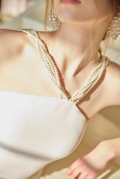 Vow in Motion Pearl-Detail Halter Bridal Gown