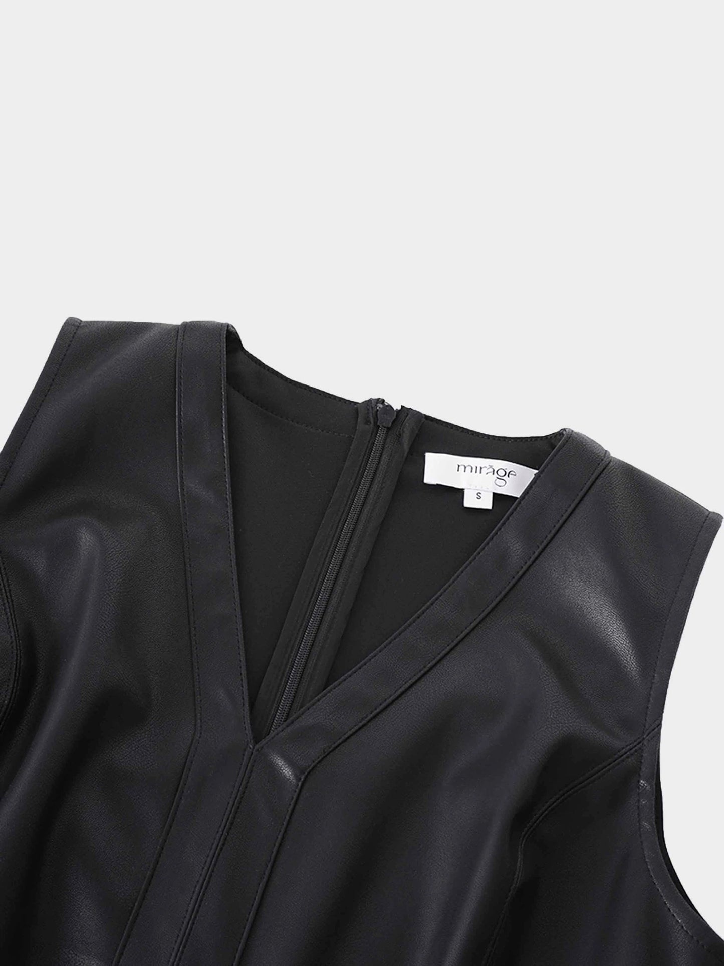 Faux Leather Seamed Jumper - Black by MIRAGE