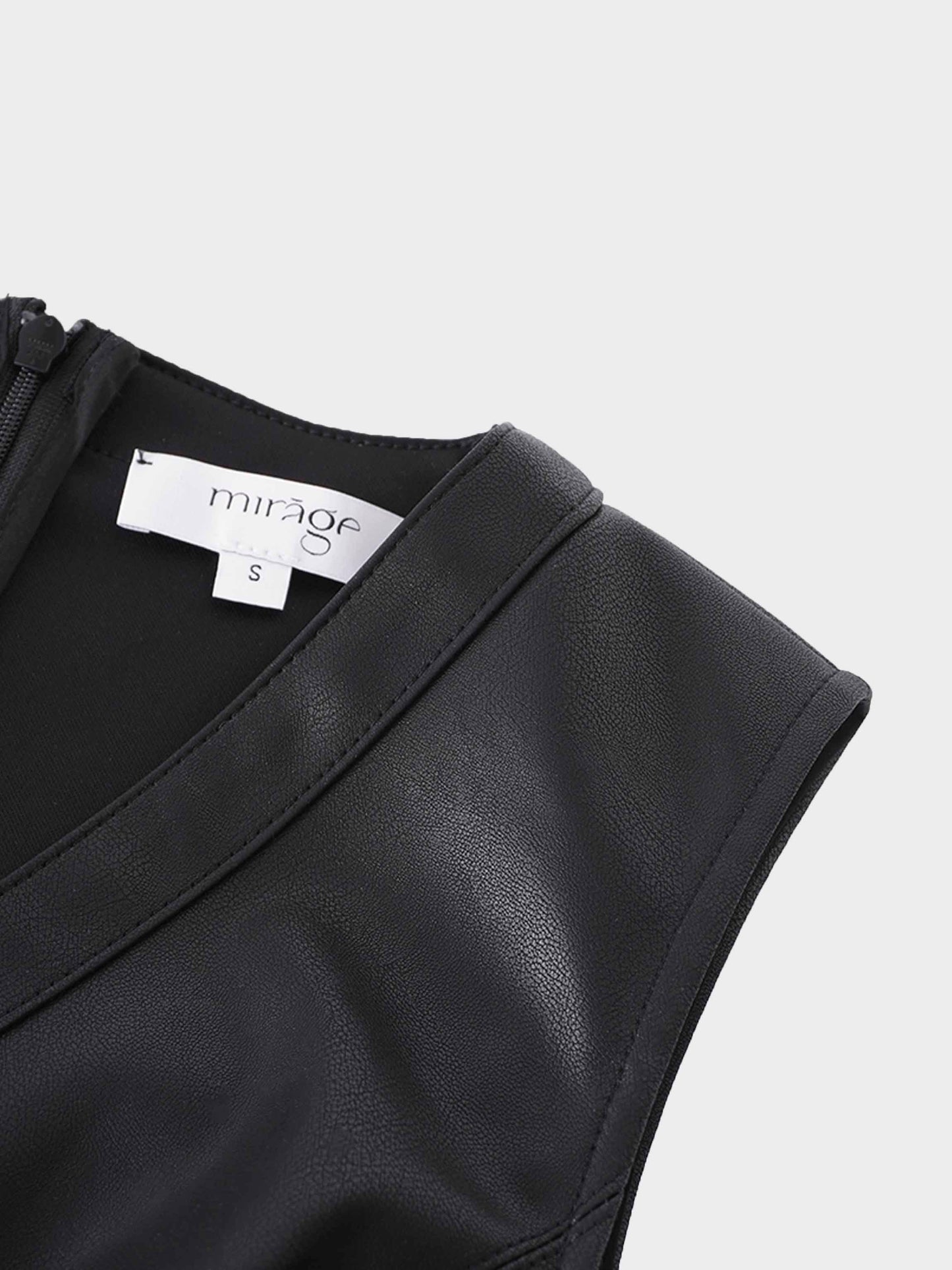 Faux Leather Seamed Jumper - Black by MIRAGE