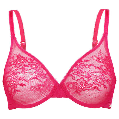 Gossard Glossies Lace Hot Pink Sheer Molded Bra