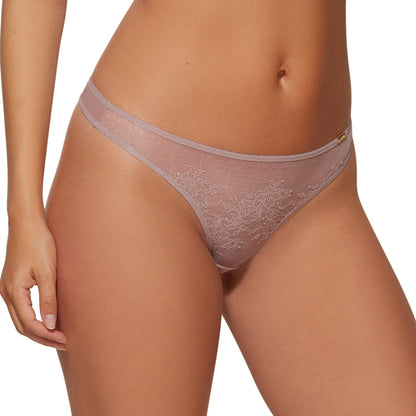 Gossard Glossies Lace Mink Sheer Thong Panty